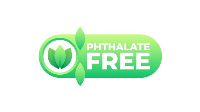 Phthalate Free Label Animation on White and Blue Background