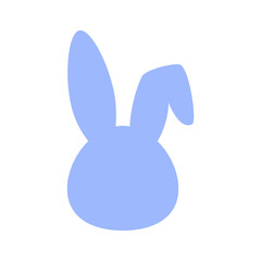 Pastel blue rabbit head silhouette. Minimal bunny vector illustration. Colorful bunny silhouette vector