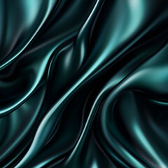 Obraz premium Black dark teal jade emerald sea aventurine green abstract background. Silk satin fabric. Glitter shimmer. Color gradient. Line stripe wave shadow. Drapery curtain. Luxury elegant subtle. Blank design