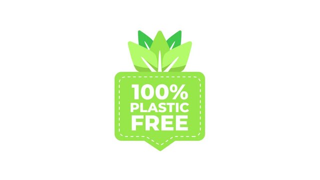100 percent plastic free animated logo with alpha channel