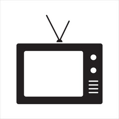 Vintage retro antique rustic classic old television tube TV with antenna icon design vector symbol illustration. on white background