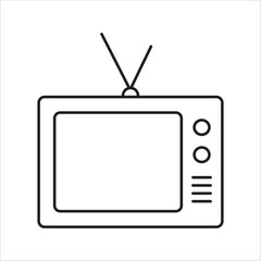 Vintage retro antique rustic classic old television tube TV with antenna icon design vector symbol illustration. on white background