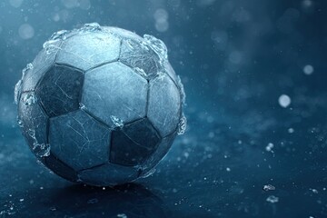 Frozen soccer ball in icy conditions