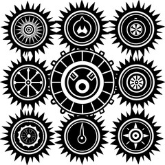 Abstract black and white gear pattern design