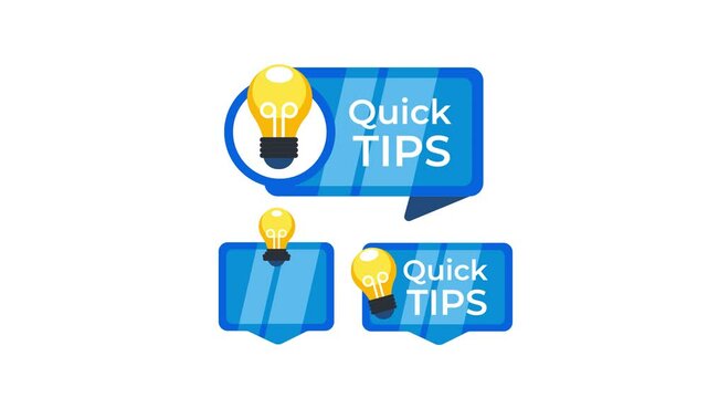 Quick Tips Animated Icons with Green Screen and White Background