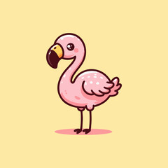 Flamingo vector, cute pink bird cartoon, tropical animal flat illustration for seamless nursery background, kids decor, wildlife summer drawing for beach pattern, art print, and wall design use