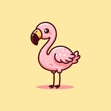 Flamingo vector, cute pink bird cartoon, tropical animal flat illustration for seamless nursery background, kids decor, wildlife summer drawing for beach pattern, art print, and wall design use