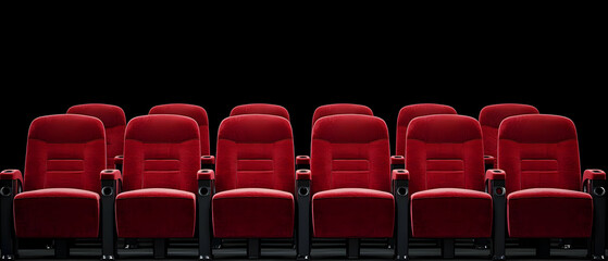 Obraz premium Row Of Red Theater Seats In Dark Cinema