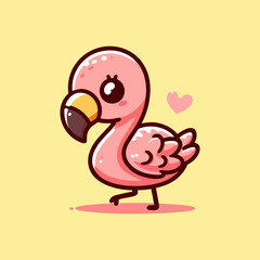 Flamingo vector, pink exotic bird flat art, tropical cartoon animal design for seamless wallpaper, nursery room background, kids decor pattern, wildlife summer illustration for home print and fabric