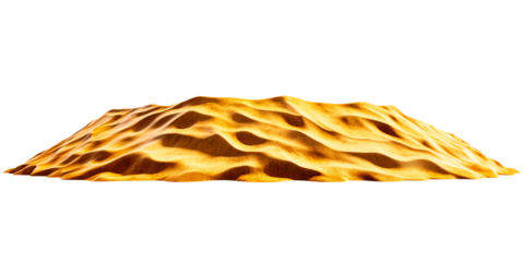 Wavy sand dunes against black background, cut out transparent