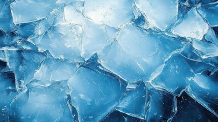Obraz premium close-up of irregular blue ice chunks reflecting light with translucent and fractured surfaces