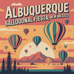 Albuquerque Balloon Fiesta Sunrise Flight &ndash; New Mexico Poster
