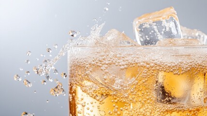Refreshing Drink with Ice Cubes and Dynamic Splash drink ice splash refreshing dynamic beverage cold