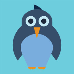 The penguin is designed with basic geometric shapes, giving it a cute and friendly cartoon look.