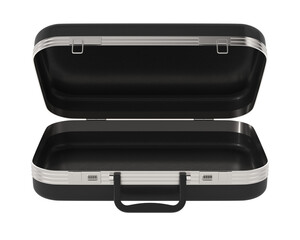 Open leather briefcase on white background. Isolated 3D illustration