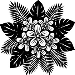 Floral and leaves black silhouette vector illustration