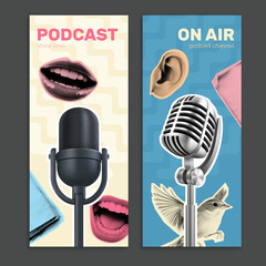 Pop Art On Air Podcast Vertical Banner Set