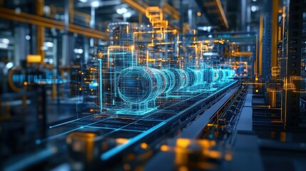 Fototapeta premium Smart factory digital twin conveyor automation