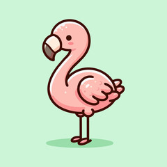 Flamingo vector, cartoon bird mascot, tropical pink animal illustration for seamless wallpaper, nursery decor, summer theme pattern, beach wildlife character drawing for kids art and home print