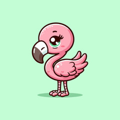 Flamingo vector, pink love bird couple, tropical cartoon animal design for valentine nursery wallpaper, seamless background pattern, cute wildlife illustration, summer decor print for kids room