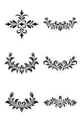 Elegant black floral ornaments set design elements