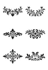 Six elegant black floral ornaments design elements