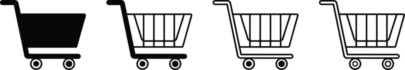 Stylish Vector Cart Icons On White Background,  E commerce and Shopping Design Projects