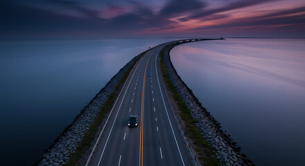 Serene sunset drive along the causeway breathtaking view unforgettable journey