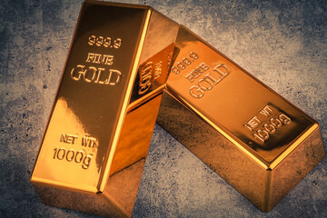 Kilogram gold bars. Investing and assets.
