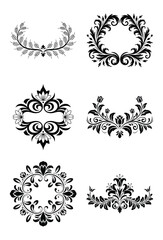 Elegant black floral ornaments set design elements