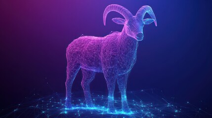 Fototapeta premium Abstract polygonal ram, digital art, cosmic background, website design