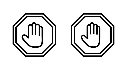 Obraz premium Stop icon vector. stop road sign. hand stop sign and symbol. Do not enter stop red sign with hand