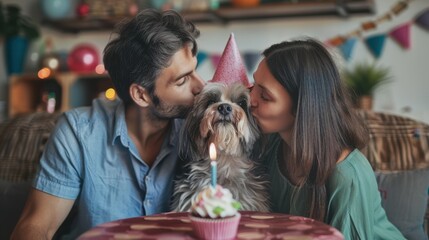 Obraz premium The dog birthday celebration