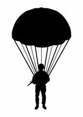 silhouette of a soldier parachuting with a parachute