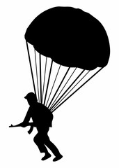 silhouette of a soldier parachuting with a parachute