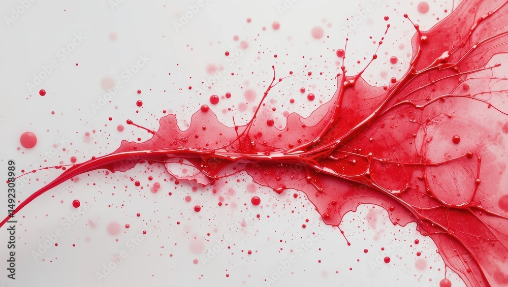 Canvas Prints abstract red ink splatter with textured patterns and creative fluid design on a white background