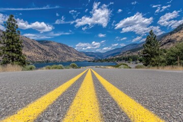 Scenic Highway Leading to a Lake