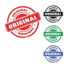Original Grunge Round Stamp Set in Red, Black, Green, and Blue