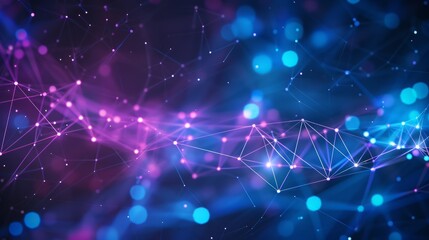 Minimal futuristic design featuring an abstract 3D mesh net with smooth gradients and glowing blue and violet tones.