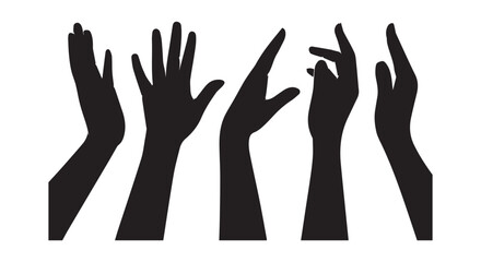Elegant Black Silhouettes of Hands Gestures Set Design Element
