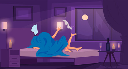 Lovers. intimate games of lovers. vector cartoon background