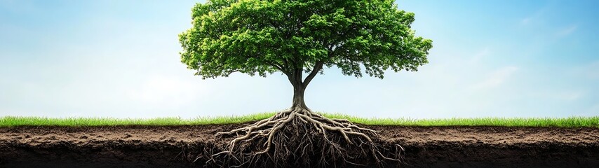 Tree Roots in Grass.