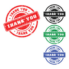 Thank You stamp badge in red, black, green, and blue colors — isolated on transparent background