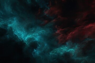 Obraz premium Deep space nebulae with vibrant teal and crimson clouds