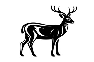 Stylized black and white deer illustration