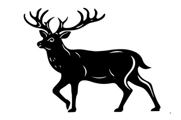 Black silhouette of a majestic stag with large antlers