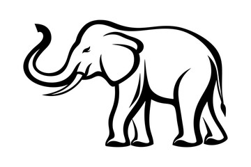 Stylized black and white elephant illustration