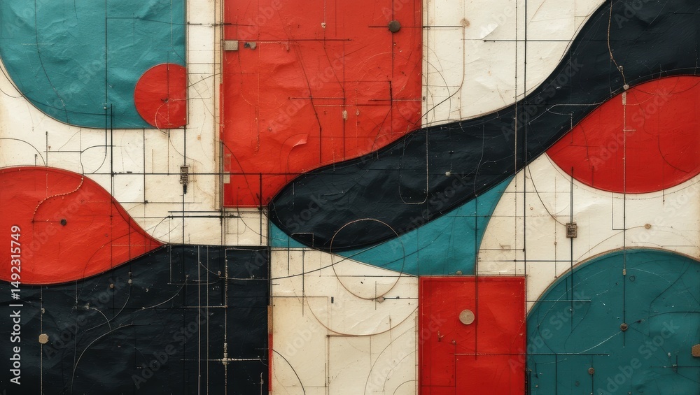 Canvas Prints colorful abstract geometric art composition featuring dynamic shapes and textures
