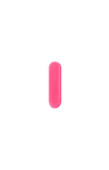 Colored clay shaped like the English letter I. Pink color