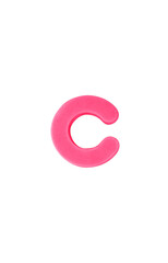 Colored clay shaped like the English letter C. Pink color